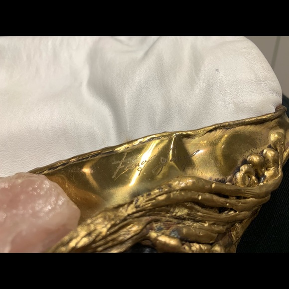 Shoulder White Leather Bag with Bronze Detail and Rose Quartz - Picture 4 of 5